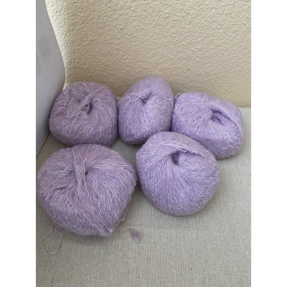 5 Skeins Mohair Yarn Purple 130g Total #668